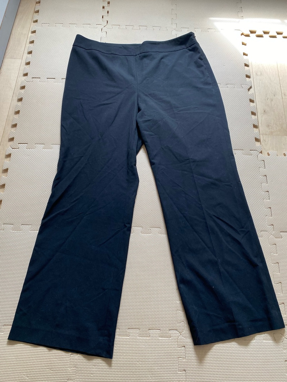 Talbots Black Wide-Leg Pull-On Pants Classic Side Zip Size 18